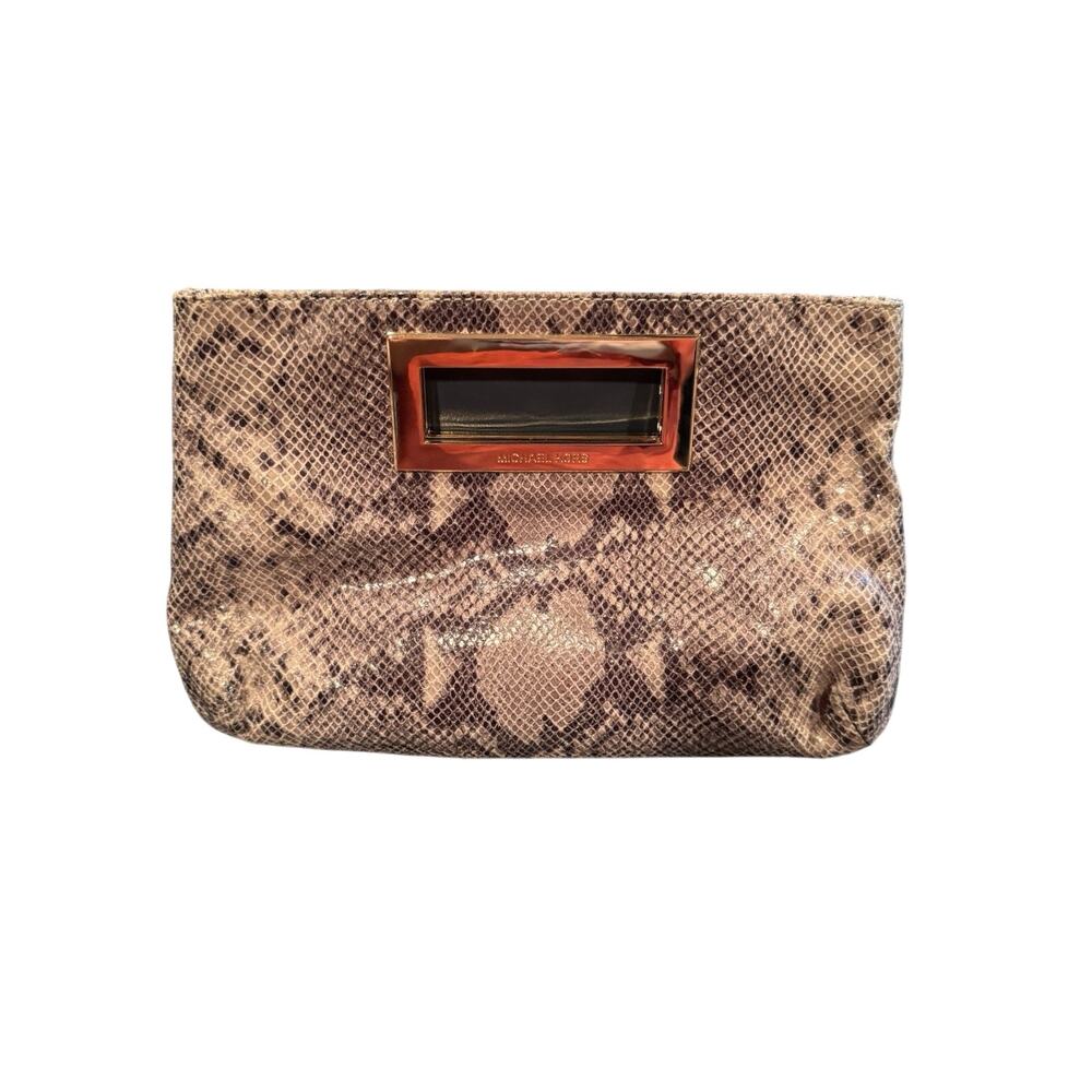 Michael Kors Beige Python Berkeley clutch - image 3